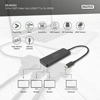 Digitus DS-45333 HDMI / USB-C Adapter [1x USB-C - 3x HDMI-bus] Zwart Zonder laadbus, 4K UHD - thumbnail