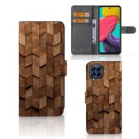 Book Style Case voor Samsung Galaxy M53 Wooden Cubes - thumbnail