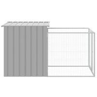 VidaXL Hondenhok met dak 110x201x110 cm gegalvaniseerd staal grijs - thumbnail
