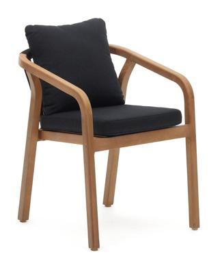 Kave Home Eetkamerstoel 'Malaret' Eucalyptushout en gevlochten touw, kleur Zwart Kave Home Eetkamerstoel 'Malaret' Eucalyptushout en gevlochten touw, kleur Zwart