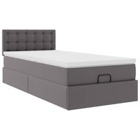 Ottoman bed met matrassen en LED's 90x200cm kunstleer grijs - thumbnail