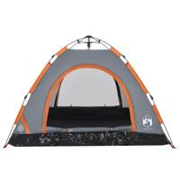 Tent 3-persoons snelontgrendeling grijs en oranje - thumbnail