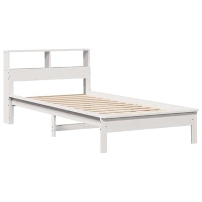 Bed met boekenkast zonder matras grenenhout wit 75x190 cm