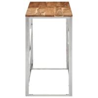 Wandtafel roestvrij staal en massief acaciahout zilverkleurig - thumbnail