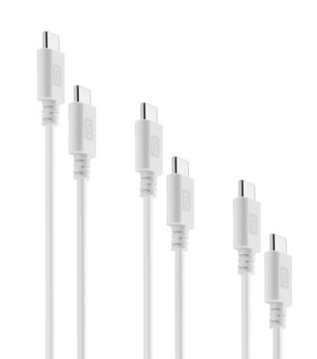 cellularline | Multipack | USB-C naar USB-C oplaadkabel | 3 kabels, 3 lengtes: 120 cm, 200 cm, 15 cm