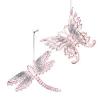 Pink/Clear Butterfly& Dragonfly 12,4 cm ASS kerstbal kerst Kurt S. Adler - Kurt s adler - thumbnail
