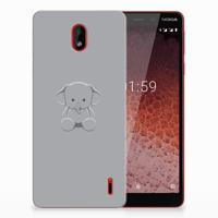 Nokia 1 Plus Telefoonhoesje met Naam Grijs Baby Olifant - thumbnail