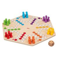 Goki houten ludo spel 6 spelers - thumbnail