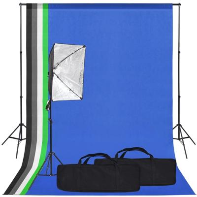 Fotostudioset met softboxlamp en achtergrond