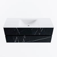 MONDIAZ VICA 120cm badmeubel onderkast Marquina 2 lades. Wastafel CLOUD midden zonder kraangat, kleur Talc. - thumbnail