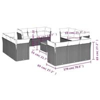 13-delige Loungeset met kussens poly rattan beige - thumbnail