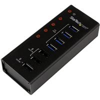 StarTech.com 4 poorten USB 3.0 hub plus 3 oplaadaansluitingen (2 x 1 A & 1 x 2 A) - metalen behuizing voor wandmontage - USB-hub met laadpoorten - thumbnail