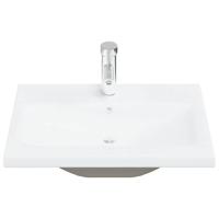 4-delige Badkamermeubelset bewerkt hout betongrijs - thumbnail