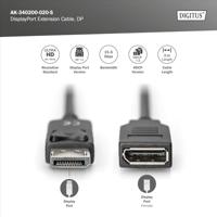 Digitus AK-340200-020-S DisplayPort-kabel DisplayPort Verlengkabel DisplayPort-stekker, DisplayPort-bus 2.00 m Zwart - thumbnail