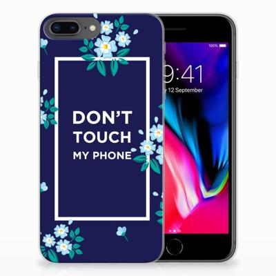 Apple iPhone 7 Plus | 8 Plus Silicone-hoesje Flowers Blue DTMP Apple iPhone 7 Plus | 8 Plus Silicone-hoesje Flowers Blue DTMP