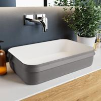MONDIAZ ARVO Waskom solid surface 55cm kleur DarkGrey / Talc - thumbnail