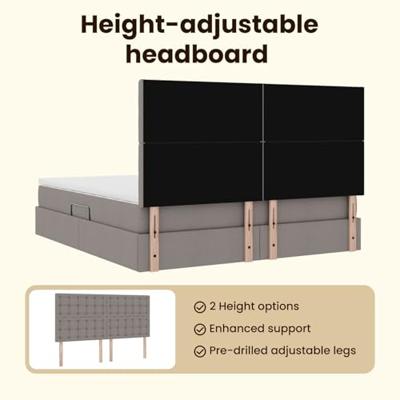 Opbergbed met LED met matras Taupe 180 x 200 cm Polyester