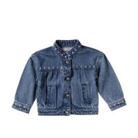 Your wishes winter jas meisjes - blauw - denim, bloem - thumbnail