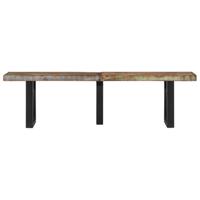 Bankje 160 cm massief gerecycled hout en staal - thumbnail