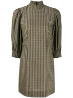 GANNI check print dress - Green - thumbnail
