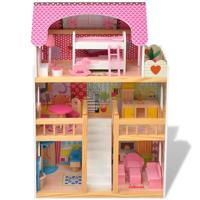 VidaXL Poppenhuis 3 verdiepingen 60x30x90 cm hout - thumbnail