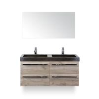 Seville Badmeubelset 120 cm - 4 laden Craft Oak - Wastafel Lucca Dubbel - met Spiegel - thumbnail