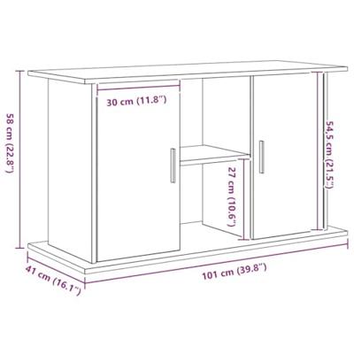 Aquariumstandaard 101x41x58 cm spaanplaat zwart eikenkleurig - thumbnail