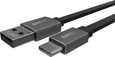 Emtec ECCHAT700TC USB-A/Type-C USB-C kabel, collectie T700, voor smartphone en tablet, 120 cm platte kabel