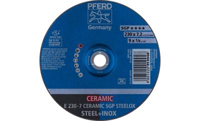 PFERD TOOLS 62218300 E 230-7 CERAMIC SGP STEELOX Afbraamschijf gebogen Diameter 230 mm Boordiameter 22.23 mm RVS, Staal 10 stuk(s) PFERD TOOLS 62218300 E 230-7 CERAMIC SGP STEELOX Afbraamschijf gebogen Diameter 230 mm Boordiameter 22.23 mm RVS, Staal 10 stuk(s)