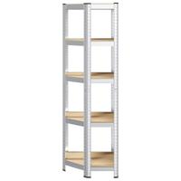 VidaXL Hoekrek 5-laags staal en bewerkt hout zilverkleurig - thumbnail