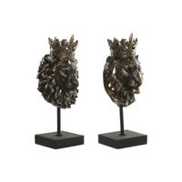Decoratieve figuren Home ESPRIT Donkerbruin Leeuw Kroon 21 x 18 x 44 cm (2 Stuks) - thumbnail