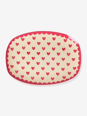 Rechthoekig bord FAVORITE HEARTS kind klein model RICE Red Kiss rood