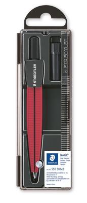 Passer Staedtler 550 Noris schoolpasser metallic rood Passer Staedtler 550 Noris schoolpasser metallic rood
