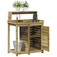 VidaXL Oppottafel met schappen 82,5x50x109,5 cm geïmpregneerd hout - thumbnail