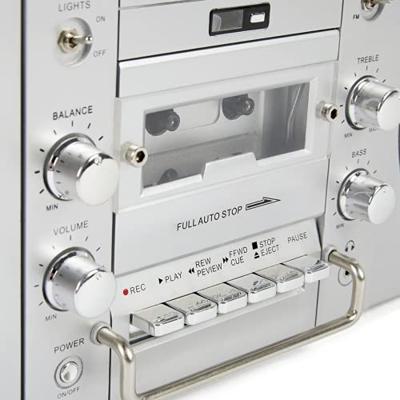 GPO BROOKLYN BOOMBOX jaren 80 Boombox met Bluetooth, cassette, USB en DAB+ radio, zilver