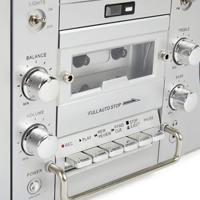 GPO BROOKLYN BOOMBOX jaren 80 Boombox met Bluetooth, cassette, USB en DAB+ radio, zilver - thumbnail