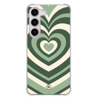 Samsung Galaxy S23 Plus shockproof hoesje - Groen hart swirl - thumbnail