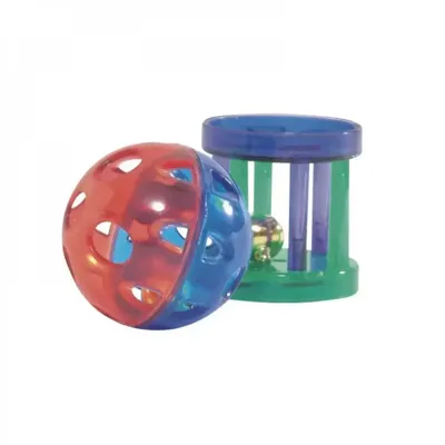 Beeztees Balletje+Roller/Bel - Kattenspeelgoed - 4 cm - 2ST