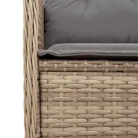3-delige Loungeset met kussens poly rattan beige - thumbnail