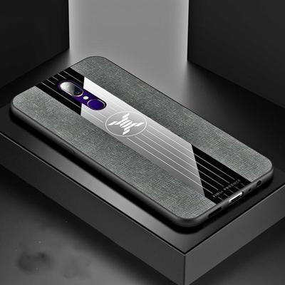 Voor OPPO A9 XINLI stiksels doek Textue schokbestendig TPU beschermhoes (grijs)