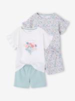 Set van 2 pyjamashorts voor meisjes met korte mouwen van katoen ecru - thumbnail