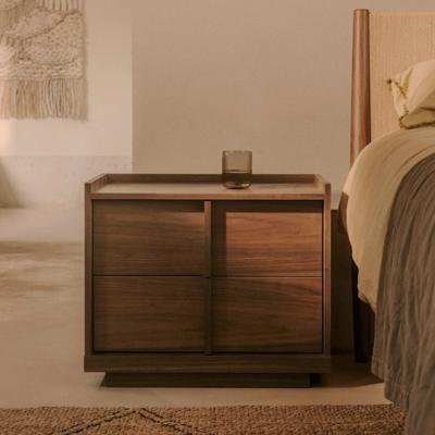 Kave Home Nachtkastje 'Onix' Notenfineer, Met 2 laden