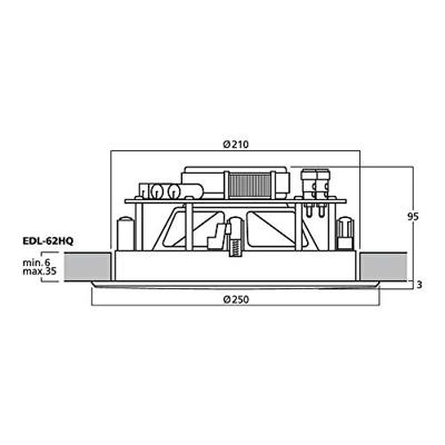 Monacor EDL-62HQ PA-plafondluidspreker 70 W 100 V Wit/zwart 1 stuk(s) Monacor EDL-62HQ PA-plafondluidspreker 70 W 100 V Wit/zwart 1 stuk(s)