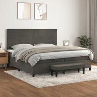 Boxspring met matras fluweel donkergrijs 200x200 cm - thumbnail