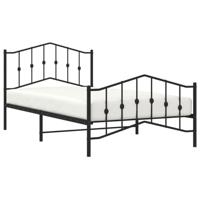 Bedframe met hoofd- en voeteneindemetaal zwart 107x203 cm - thumbnail