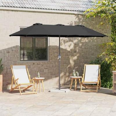 VidaXL Tuinparasol zwart 370 x 197 x 239 cm polyester en aluminium VidaXL Tuinparasol zwart 370 x 197 x 239 cm polyester en aluminium