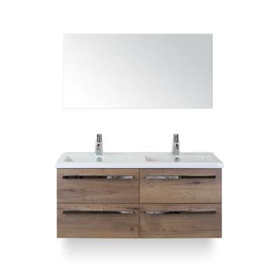Seville Badmeubelset 120 cm - 4 laden Tabacco - Wastafel Djazz Dubbel - met Spiegel