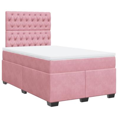 Boxspring met matras fluweel roze 160x200 cm