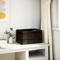 VidaXL Houten kist met handvatten 40x30x23 cm massief grenenhout zwart - thumbnail