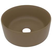 VidaXL Wastafel rond 40x15 cm keramiek matcrème - thumbnail